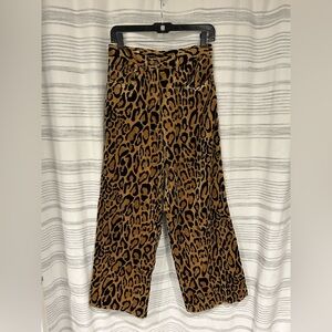 Dries Van Noten Tan and Black Animal Print Pants